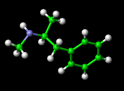 Methamphetamine Molecule Ball and Stick Model