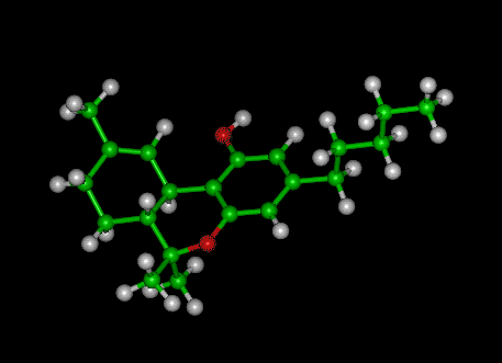 THC Molecule Ball and Stick Model