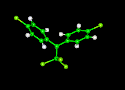 DDT Molecule Ball and Stick Model