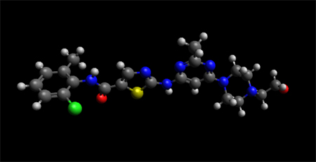 Dasatinub  Molecule Ball and Stick Model