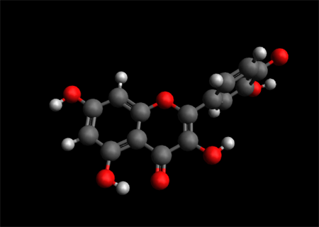 Quercetin  Molecule Ball and Stick Model