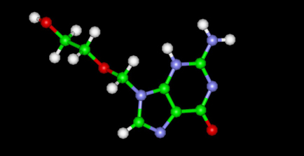 Acyclovir Molecule Ball and Spacefill/CPK