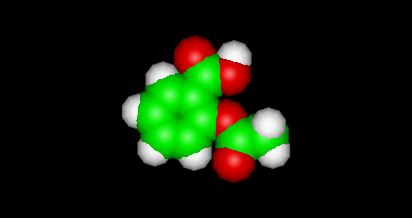 Aspirin Molecule Ball and Spacefill/CPK