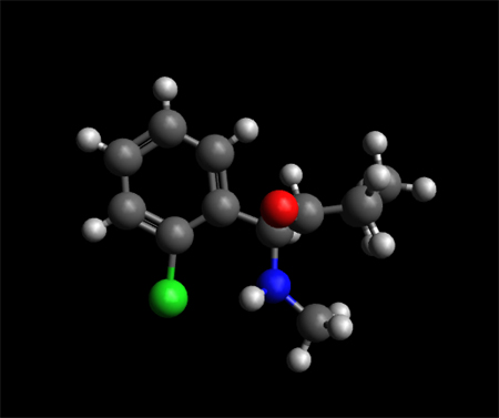 esketamine Molecule Ball and Stick Model