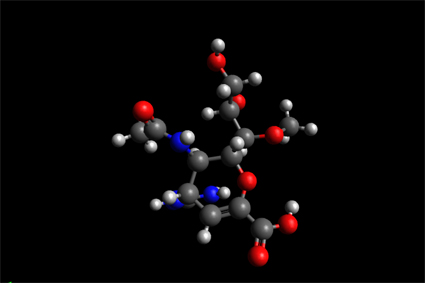 laninamivir Molecule Ball and Spacefill/CPK