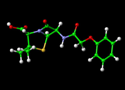 Penicillin Molecule --Ball and Stick Model