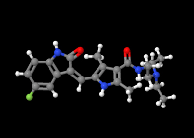 Sunitinib Molecule Ball and Spacefill/CPK