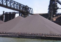 This heap of iron ore pellets will be used in steel production.