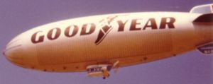 Because of its low density, helium is the gas of choice to fill airships such as the iconic Goodyear blimp.