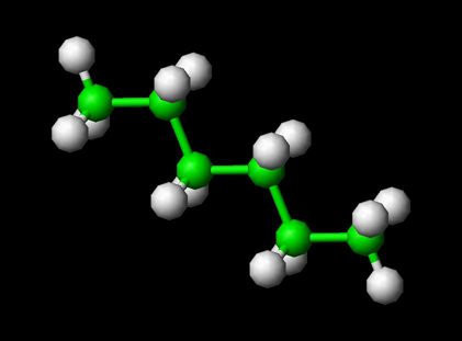 hexane molecule ball-and-stick model
