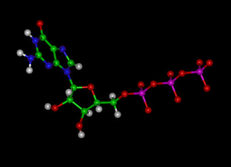 GTP Molecule Ball and Stick Model