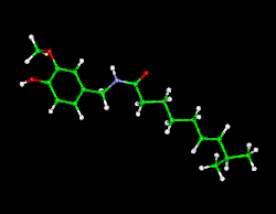 capsaicin molecule ball-and-stick