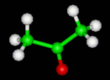 acetone molecule -- Ball-and-Stick model