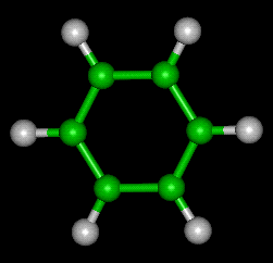 Benzene Molecule Ball and Stick Model