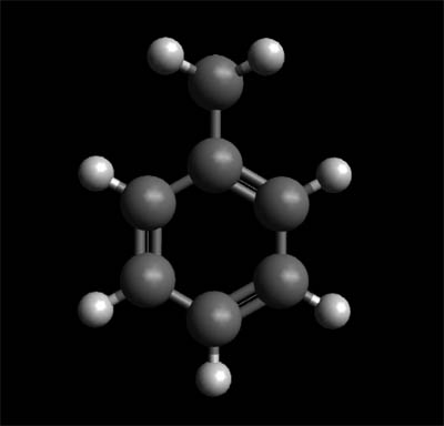 Tluene Molecule Ball and Stick Model